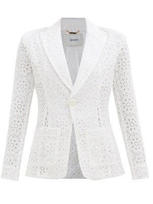 ERDEM Lilith broderie-anglaise cotton-blend suit jacket ~ white semi sheer sleeved jackets ~ womens designer outerwear - flipped