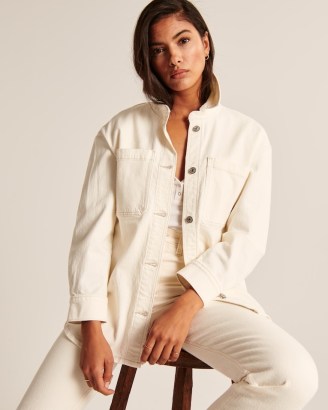 ABERCROMBIE & FITCH Denim Shirt Jacket ~ womens cream shackets