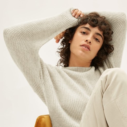 EVERLANE The Oversized Alpaca Crew | women’s neutral jumpers | womens luxe style sweaters - flipped