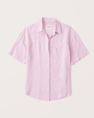ABERCROMBIE & FITCH Oversized Resort Shirt ~ women’s pink short sleeve shirts