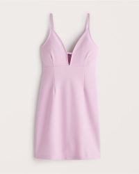 ABERCROMBIE & FITCH Plunge Neck Mini Dress ~ pink sleeveless plunging evening dresses ~ glamorous going out fashion