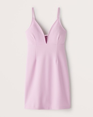 ABERCROMBIE & FITCH Plunge Neck Mini Dress ~ pink sleeveless plunging evening dresses ~ glamorous going out fashion - flipped