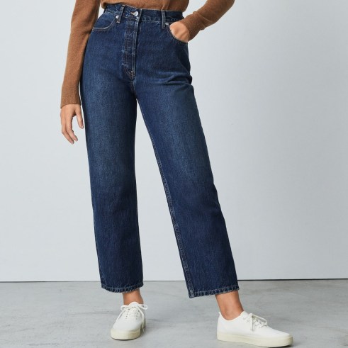 EVERLANE The Rigid Way-High Jean | women’s organic cotton straight leg jeans | womens indigo denim fashion - flipped