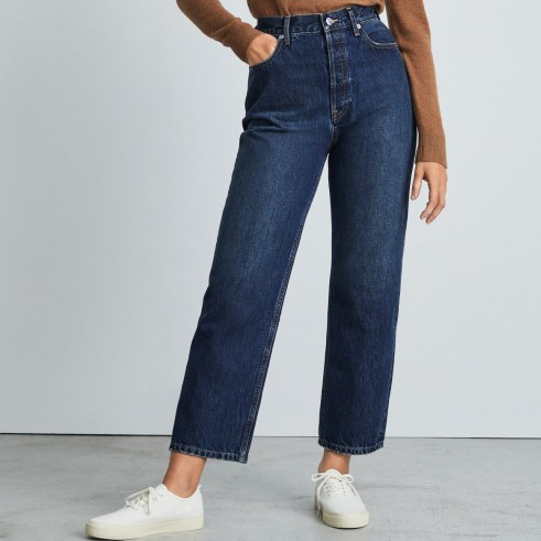 EVERLANE The Rigid Way-High Jean | women’s organic cotton straight leg jeans | womens indigo denim fashion