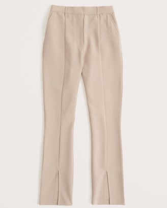 ABERCROMBIE & FITCH Split-Hem Pants ~ womens light brown slit leg trousers - flipped