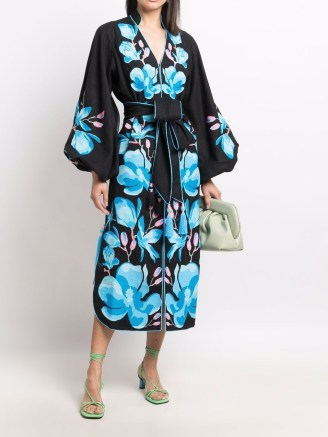 Yuliya Magdych floral-print puff-sleeves dress – balloon sleeved tie waist dresses - flipped