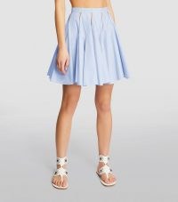 ALAÏA Poplin Mini Skirt 520 Ciel | light blue cotton cut out skirts | summer fashion