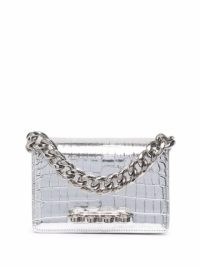 Alexander McQueen metallic Four-Ring mini bag ~ small silver tone evening bags ~ women’s designer occasion accessories