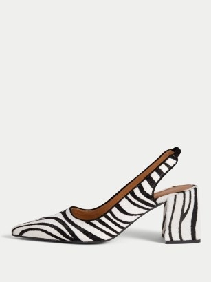 Alford Zebra Heeled Shoe / animal stripe block heel slingback shoes - flipped