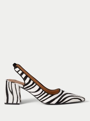 Alford Zebra Heeled Shoe / animal stripe block heel slingback shoes