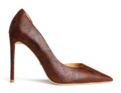 Tony Bianco Alyx Choc Snake 10.5cm Heels ~ chocolate brown animal embossed leather pumps ~ reptile effect courts ~ high stiletto heel pointed toe court shoes - flipped