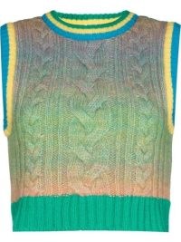 Andersson Bell Jesse gradient cable knit vest | women’s multicoloured cropped vests | women’s knitted crop hem tanks | tank tops