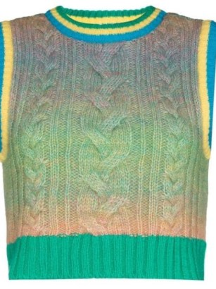 Andersson Bell Jesse gradient cable knit vest | women’s multicoloured cropped vests | women’s knitted crop hem tanks | tank tops