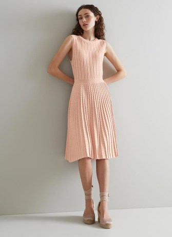 L.K. Bennett Andrea Pink Lurex Knitted Dress | sleeveless summer occasion dresses - flipped