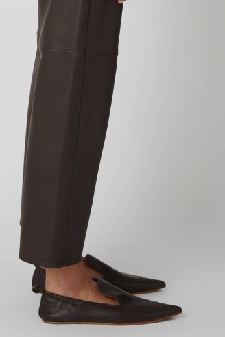 CAMILLA AND MARC Ares Pointy Loafer in Chocoalte ~ women’s brown pointed nappa leather loafers ~ luxe point toe flats - flipped
