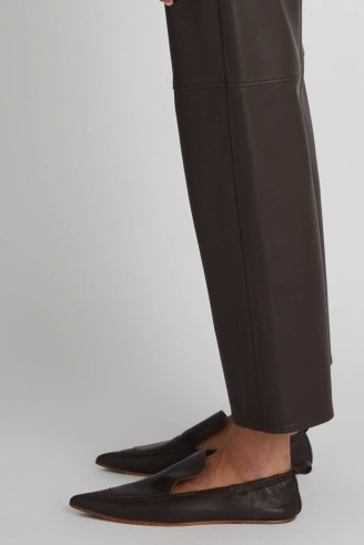 CAMILLA AND MARC Ares Pointy Loafer in Chocoalte ~ women’s brown pointed nappa leather loafers ~ luxe point toe flats