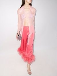 16Arlington Sanaga draped sheer top ~ light pink oversized collar evening tops