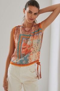 Pilcro Sleeveless Scarf Top / mixed floral print tops