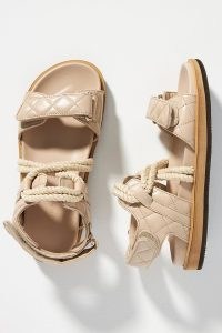 Alohas x Anthropologie Tie-Up Sandals in Cream | women’s quilted leather flats | womens rope detail flat summer shoes