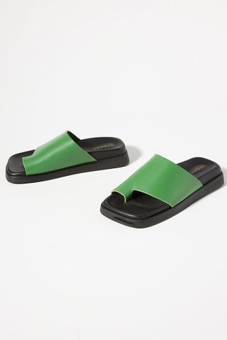 Alohas x Anthropologie Toe-Loop Sandals | womens green slip on summer sandals - flipped