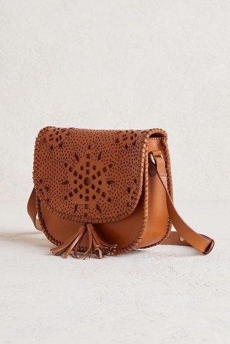 Maison Hotel Miriam Clutch Crossbody Bag in Honey | tasselled bohemian style cross body | brown leather boho bags