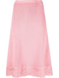 Balenciaga pointelle-knit slip skirt – pink ribbed knit scalloped hem skirts