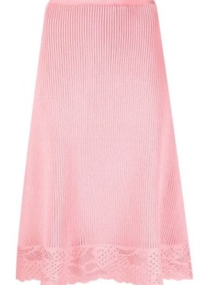 Balenciaga pointelle-knit slip skirt – pink ribbed knit scalloped hem skirts
