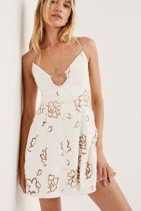For Love & Lemons Renee Mini Dress / white strappy floral cut out dresses