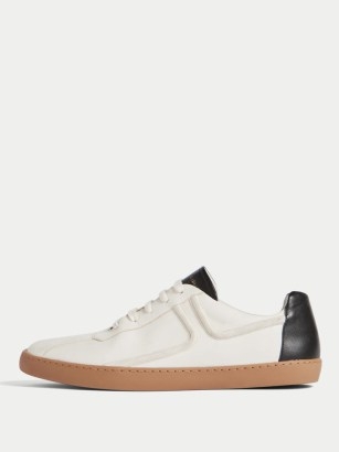Jigsaw Beckton Leather Trainer | women’s monochrome trainers - flipped