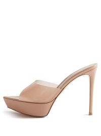 GIANVITO ROSSI Betty PVC stiletto mules ~ glossy high heel open pointed toe platforms
