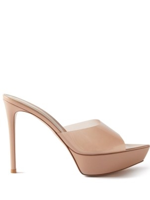 GIANVITO ROSSI Betty PVC stiletto mules ~ glossy high heel open pointed toe platforms - flipped