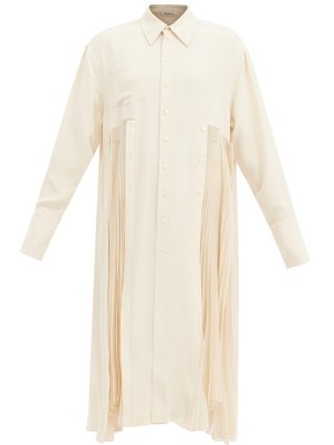 PETER DO Pleated twill shirt dress ~ flowing semi sheer panel dresses - flipped