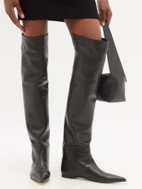 KHAITE Crosby point-toe over-the-knee black leather boots