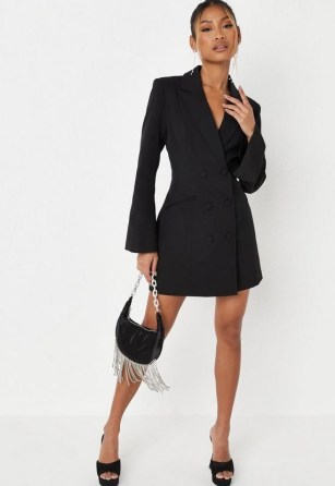 MISSGUIDED black flared sleeve fitted blazer dress ~ chic LBD ~ jacket style going out evening dresses