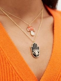 BRENT NEALE Hamsa diamond, onyx & 18kt gold necklace – hand shaped pendants – luxe Middle Eastern inspired jewellery – luxury pendant necklaces