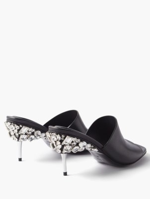 PETER DO Metallic-heel, crystal and leather mules ~ black embellished evening event mule sandals ~ luxe occasion heels - flipped