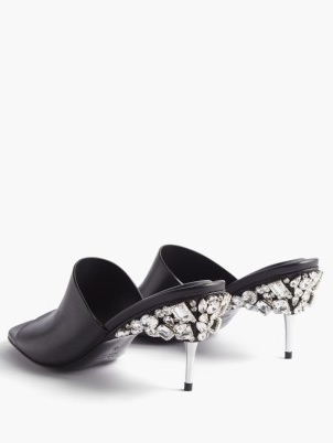 PETER DO Metallic-heel, crystal and leather mules ~ black embellished evening event mule sandals ~ luxe occasion heels