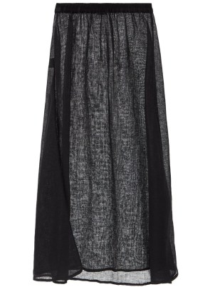 LE KASHA Sanafir organic linen-gauze skirt – sheer black flowing summer skirts - flipped