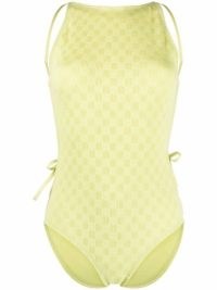 Bottega Veneta checked seersucker swimsuit – women’s chic light green swimsuits