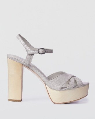 PAIGE Cassie Sandal in Snake Embossed Leather | high block heel platforms | retro platform sandals - flipped