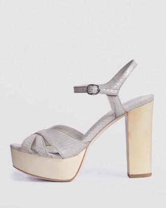 PAIGE Cassie Sandal in Snake Embossed Leather | high block heel platforms | retro platform sandals