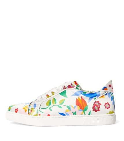 CHRISTIAN LOUBOUTIN Vieira Orlato Flat Crepe Satin Sneakers | sports luxe shoes | floral trainers