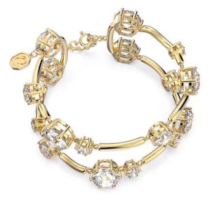SWAROVSKI Constella bangle Round cut white crystals – clear stone bangles – gold-tone crystal bracelets - flipped