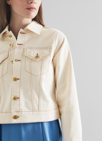 L.K. BENNETT Cora Cream Denim Jacket ~ casual summer classics ~ women’s ecru jackets - flipped
