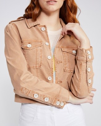 PAIGE Cropped Pacey Jacket Vintage Suntan ~ women’s utility style button detail jackets - flipped