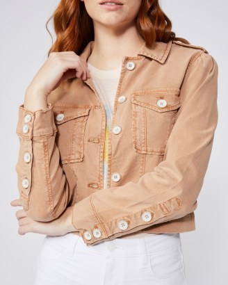 PAIGE Cropped Pacey Jacket Vintage Suntan ~ women’s utility style button detail jackets
