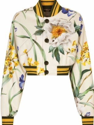 Dolce & Gabbana floral-print jersey bomber jacket | women’s printed cropped jackets - flipped