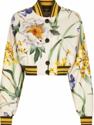 Dolce & Gabbana floral-print jersey bomber jacket | women’s printed cropped jackets