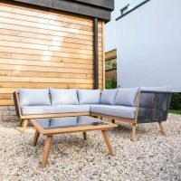 Elements 5 Seater Grey Rope Corner Sofa Set ~ chic retro garden furniture sets ~ outdoor tables and sofas