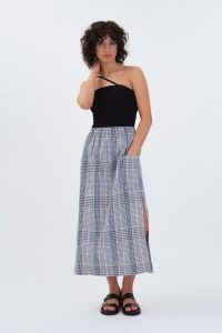 ALIGNE FANNA MIDI SKIRT | organic cotton checked skirts | casual summer fashion
